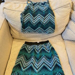 Crop top and ankle length skirt set